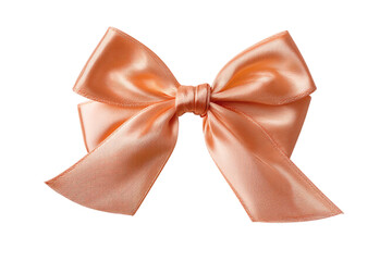 Elegant peach satin bow isolated on a transparent background, perfect for gift wrapping or festive decorations, evokes a sense of luxury and celebration