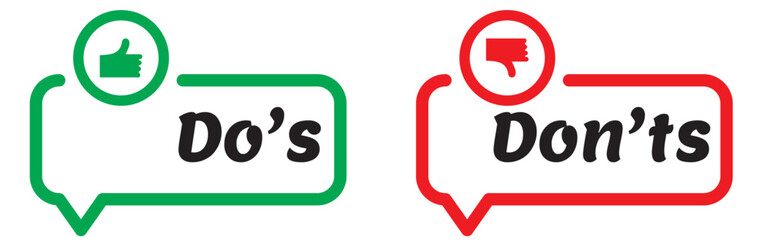 Do's and don'ts icon. to do and not to do symbol for guidelines and rules list. vector illustration.