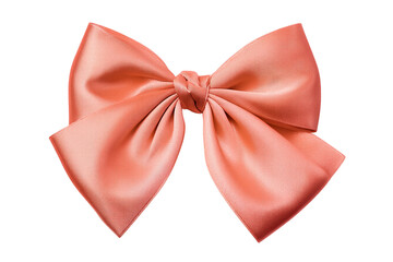 Elegant pink satin bow isolated on a transparent background, perfect for gift wrapping or festive decorations, evokes a sense of celebration and elegance