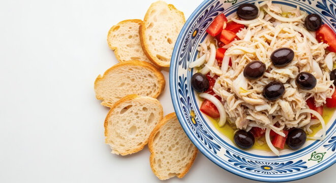 Esqueixada de Bacall&agrave; &ndash; Authentic Catalan Salted Cod Salad, Cinematic Top-Down