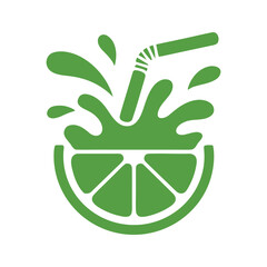 Obraz premium Fresh juice logo Hand holding green leaf icon vector illustration