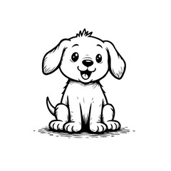 Adorable cartoon puppy illustration with playful expression offers a charming and whimsical touch for various design projects