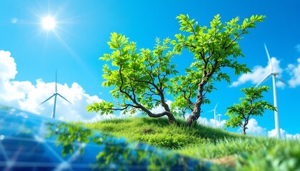 green grass and blue sky