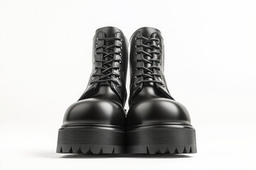 Black leather platform boots