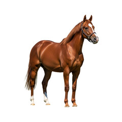 Beautiful chestnut horse equine animal mammal portrait standing outdoors equestrian thoroughbred racehorse image on transparent background