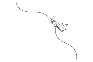 Obraz premium Airplane continuous one line drawing and minimalist style isolate outline vector illustration 