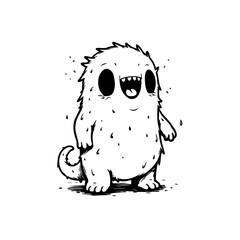 Cute fluffy monster with a tail illustration showcasing an expressive character design perfect for children's books and whimsical artwork