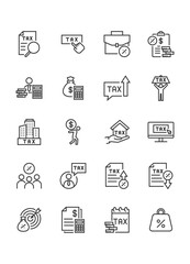 set of tax icons, finance, loan, debt