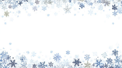 white snow flakes winter background border frame isolated on white Stock Illustration