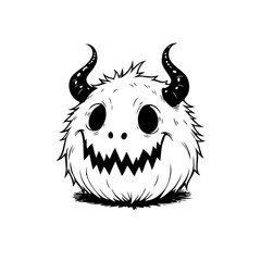 Whimsical horned creature illustration with a mischievous grin perfect for fun design projects and themed materials