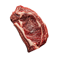 Fototapeta premium Raw Ribeye Steak with Coarse Salt on White Background