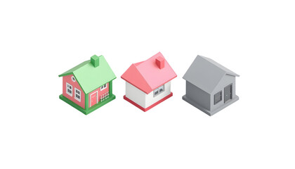 Fototapeta premium Isometric 3D Houses Collection - Colorful Architecture Concept