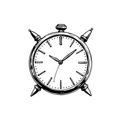 Vintage alarm clock illustration showcasing classic design elements timekeeping mechanism nostalgic reminder beautifully rendered in sketch art