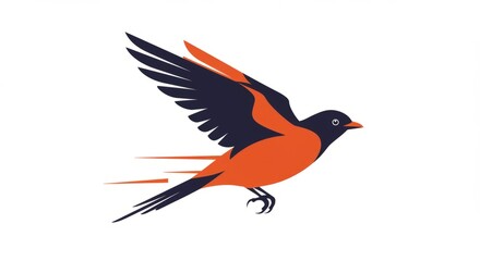 Obraz premium Dynamic bird soaring in flight, perfect for logos, branding, or conveying freedom and motion