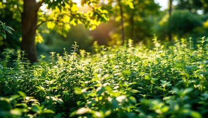 green grass in the forest