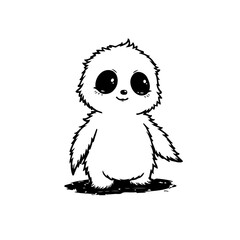 Adorable fluffy creature illustration featuring big eyes and a cute smile evokes childlike wonder and joy