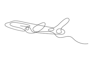 
Airplane continuous one line drawing and minimalist style isolate outline vector illustration
