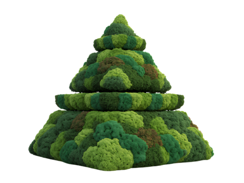 Vibrant Green Moss Pyramid Topiary Garden on White