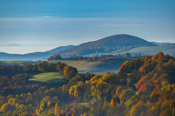 Banska Stiavnica landscape showing colorful autumn foliage in Slovakia