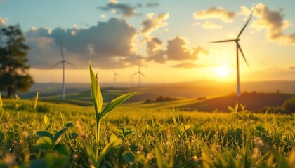 wind turbines in the field