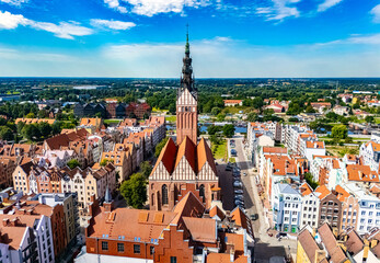 Aerial view of Elblag in Warmian-Masurian Voivodeship, Poland