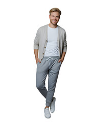 Fototapeta premium Casual Sophistication Man in Stylish Relaxed Outfit