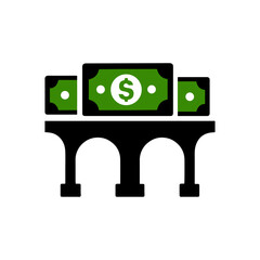 A bridge silhouette made from banknotes, symbolizing connecting opportunities