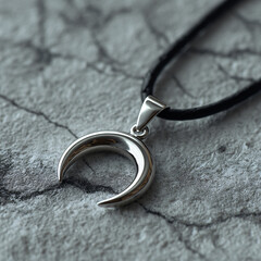Necklace Pendant Jewelry Silver Crescent Moon Charm Fashion Accessory Handmade Gift Stylish Trendy Elegant Minimalistic Delicate Natural Circular 