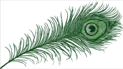 Detailed illustration of a peacock feather.