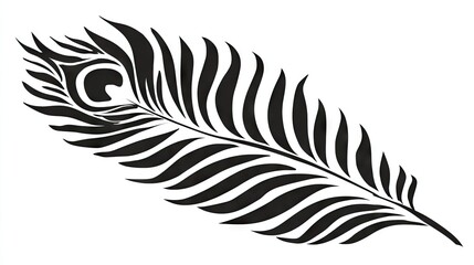 Obraz premium Detailed black and white peacock feather illustration.