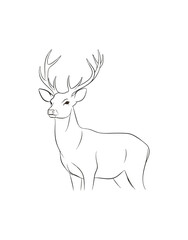 Obraz premium Deer silhouette line drawing illustration