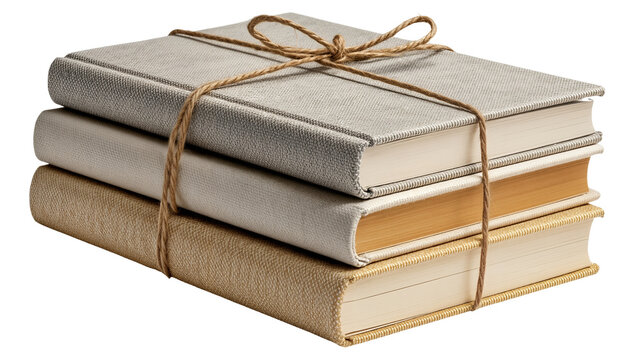 Elegant Stack of Neutral Hardcover Books with Twine