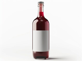 Obraz premium Red wine bottle with clear label on a white background in a well-lit studio setting