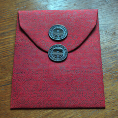 Traditional Chinese Red Envelope Design Calligraphy Style Ornamental Symbols Jewelry Happiness Festival Celebration Gift Packaging Heritage Document Blessings Formal Invitations Cultural Elegance