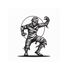 Scary Mummy Character Dancing Funny Zumba Moves Vector Illustration Design