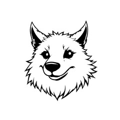Charming canine portrait showcases a friendly wolf face drawn in a simple yet appealing style illustration