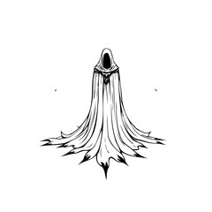 Mysterious hooded figure evoking dark fantasy gothic themes intriguing mysterious grim cloak enigmatic robe in artwork illustration