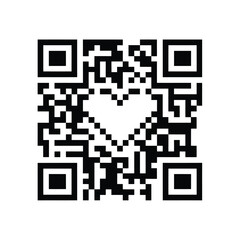 Heart shaped QR code for love romance or Valentines day