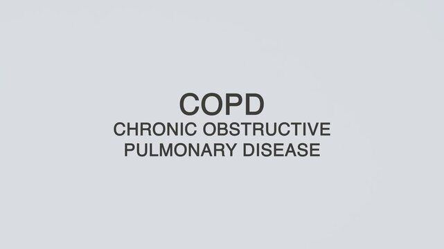 Chronic obstructive pulmonary disease (COPD) word diagnosed with a stethoscope held in hand on a white background, illustrating lung disorder, medical diagnosis, healthcare concept, and awareness