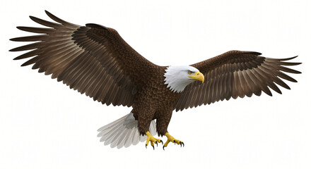 Fototapeta premium Bald Eagle Soaring, Isolated on White
