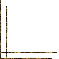Black and Gold Marble Corner Border Frame with Transparent Background