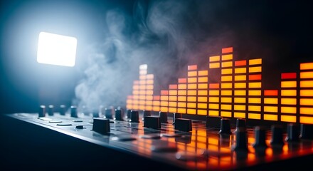Close-up of equalizer bars fluctuating with bass beats