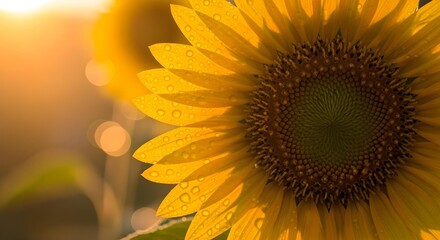 Fototapeta premium Close-up of dewdrops on a freshly bloomed flower
