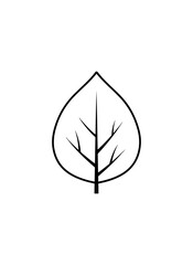 Simple white leaf icon against black background