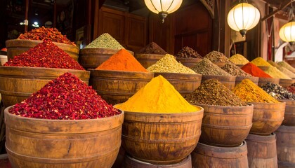 Colorful spice market display