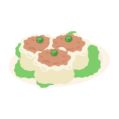 お皿に乗った焼売　イラスト