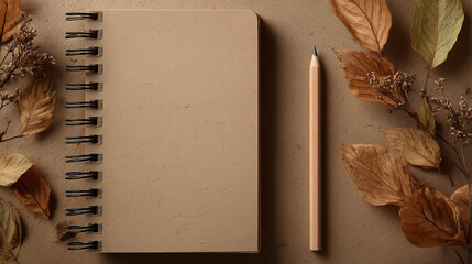 Kraft Paper Background with Leaves