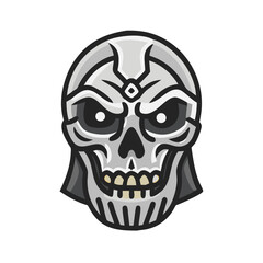 Fototapeta premium Skeleton skull head death icon. Fantasy game character avatar. Vector illustration as a symbol for app, mobile, asset