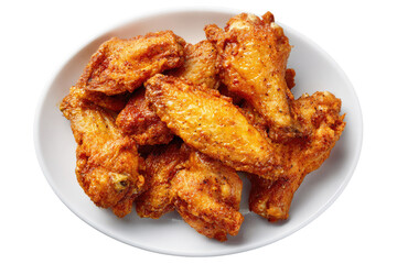 Crispy fried chicken wings on a white plate (2)