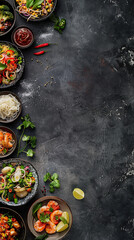 Gourmet Indian food scene with blank area perfect for brand name or description. space for text  Generative AI